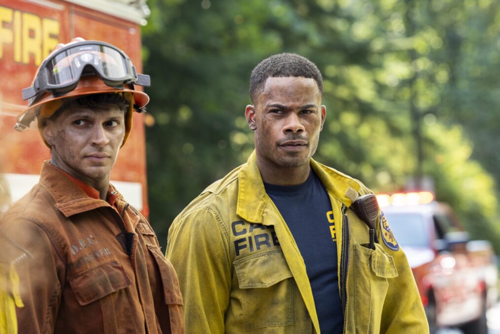 Kavandeep Hayre as Gunnar and Jordan Calloway as Jake Crawford — 'Fire Country' & 'Sheriff Country' Crossover "No Way Out"