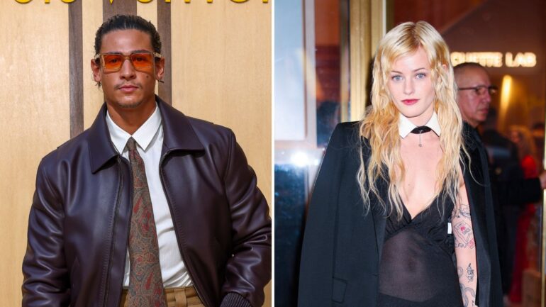 Emilio Sakraya Moutaoukkil attends the Louis Vuitton Menswear Spring/Summer 2027 show as part of Paris Fashion Week on June 23, 2026 in Paris, France; Esther McGregor attends 'Fendi presents the Baguette 26424 Re-Edition' at the Fendi flagship store in Midtown on May 19, 2026 in New York City.