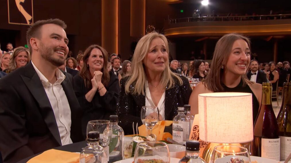 Genie Francis with her two children at the 2026 Daytime Emmys