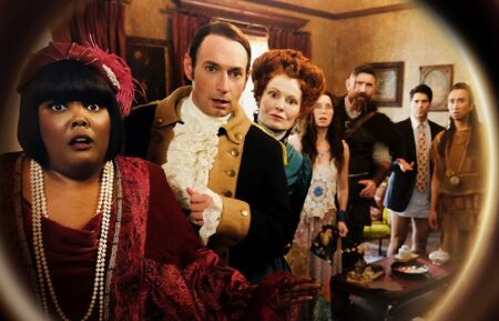 Danielle Pinnock, Brandon Scott Jones, Rebecca Wisocky, Sheila Carrasco, Devan Chandler Long, Asher Grodman, and Roman Zaragoza in 'Ghosts' Season 6 Halloween special