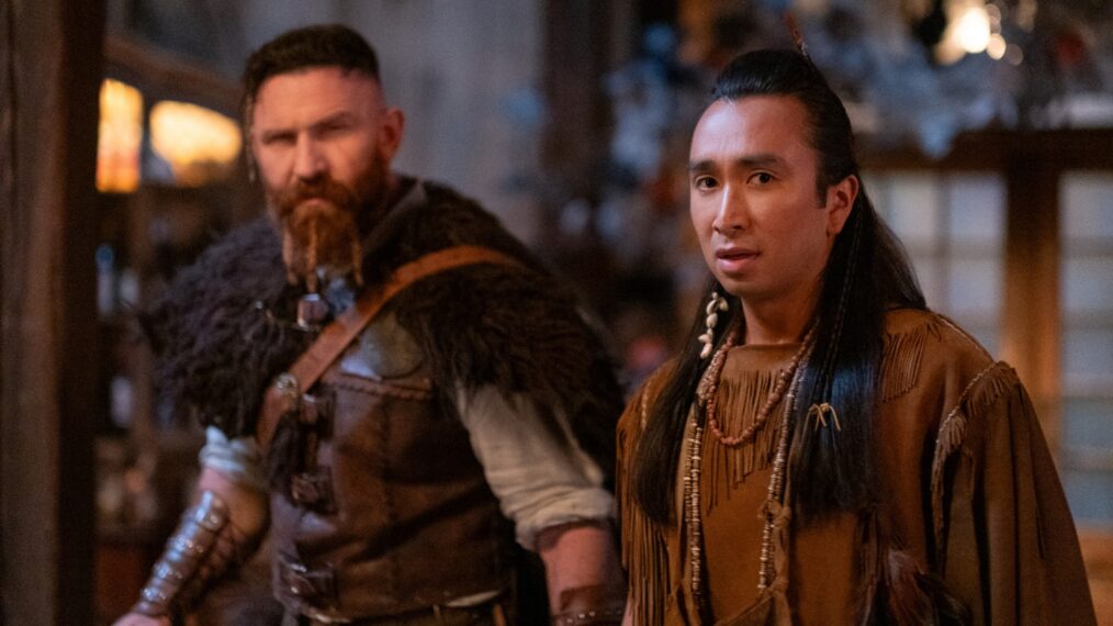 Devan Chandler Long and Román Zaragoza in the 'Ghosts' Halloween Special