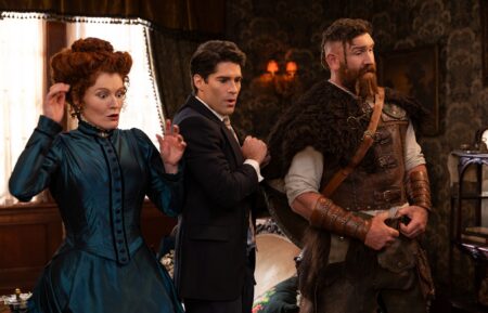 Rebecca Wisocky, Asher Grodman, and Devan Chandler Long in 'Ghosts' Season 6