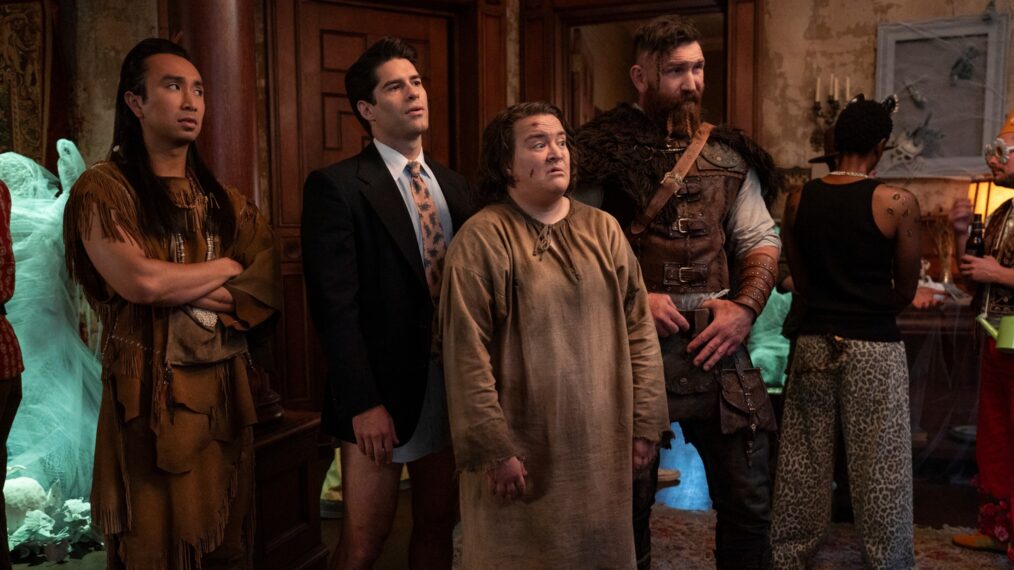 Román Zaragoza, Asher Grodman, Betsy Sodaro, and Devan Chandler Long in the 'Ghosts' Halloween Special