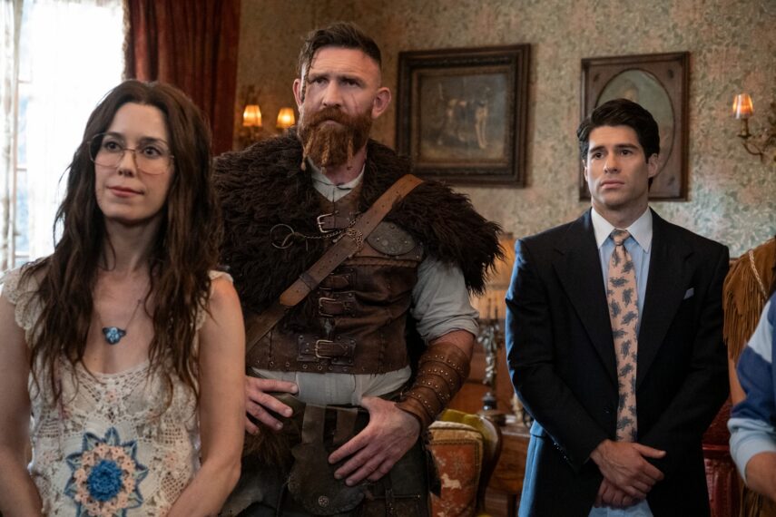 Sheila Carrasco, Devan Chandler Long, and Asher Grodman in the 'Ghosts' Halloween Special