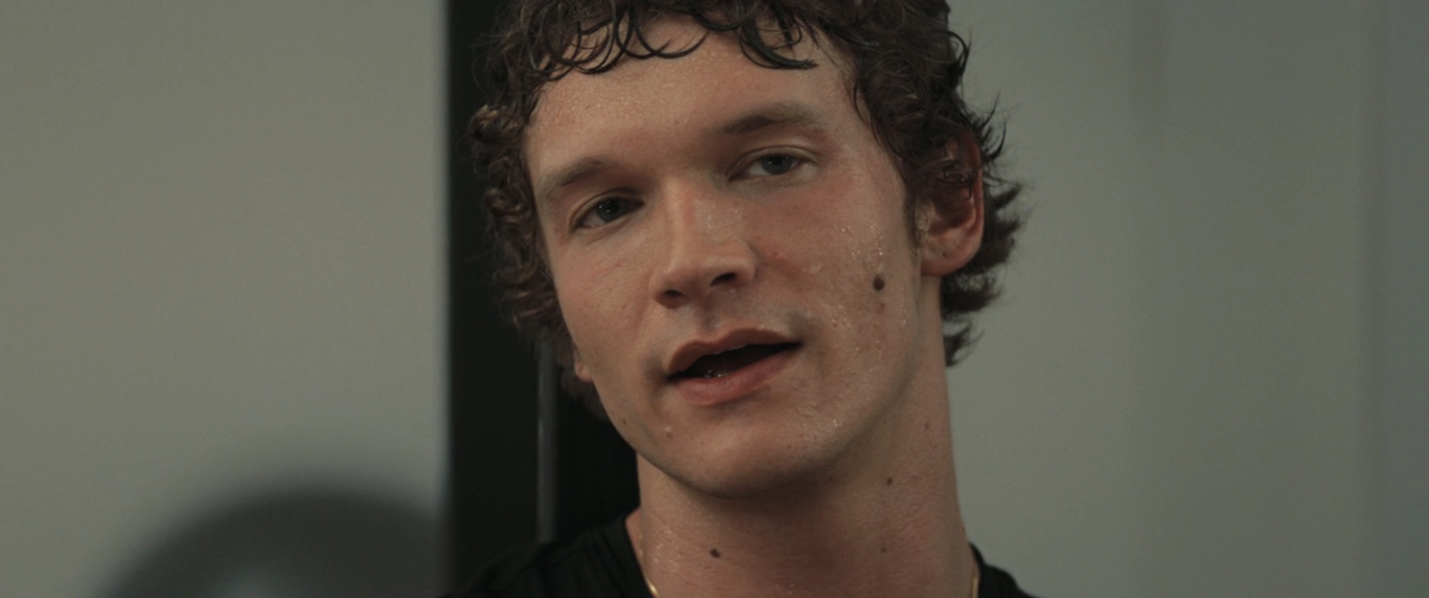 Ilya in the gym scene in 'Heated Rivalry' Season 1 Episode 1