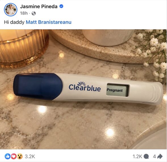 Positive pregnancy test posted by Jasmine Pineda of '90 Day Fiancé'