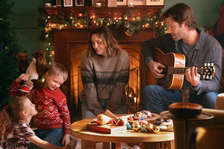 Zoe Kosovic as Clementine, Henrik Bosovich as Wyatt, Leighton Meester as Hannah and Jared Padalecki as Jack in Guarding Stars.