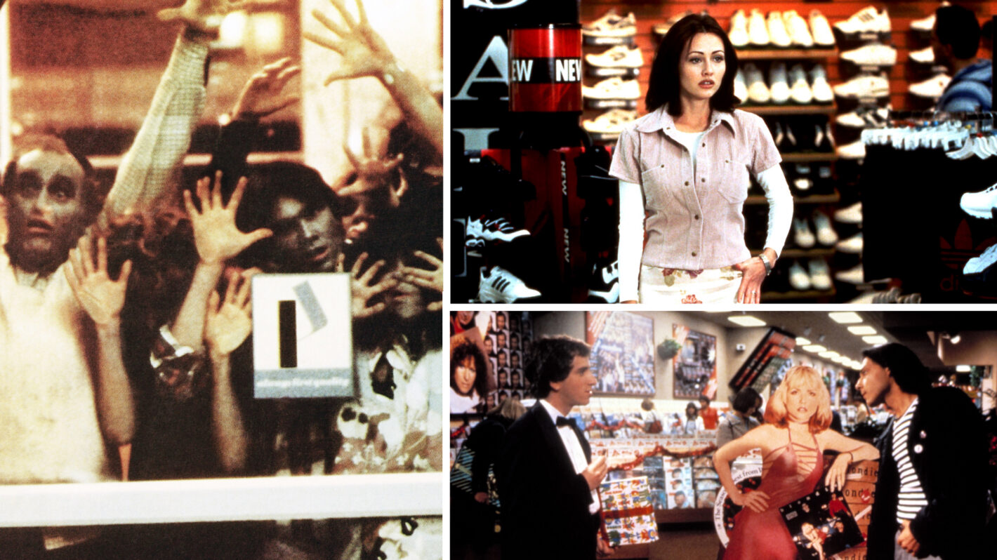 FAST TIMES AT RIDGEMONT HIGH, Brian Backer, Robert Romanus, 1982. (c) Universal Pictures/ Courtesy: Everett Collection; DAWN OF THE DEAD, (aka ZOMBIE), European lobbycard, 1978. © United Film Distribution /Courtesy Everett Collection; MALLRATS, Shannen Doherty, 1995, (c) Gramercy/courtesy Everett Collection
