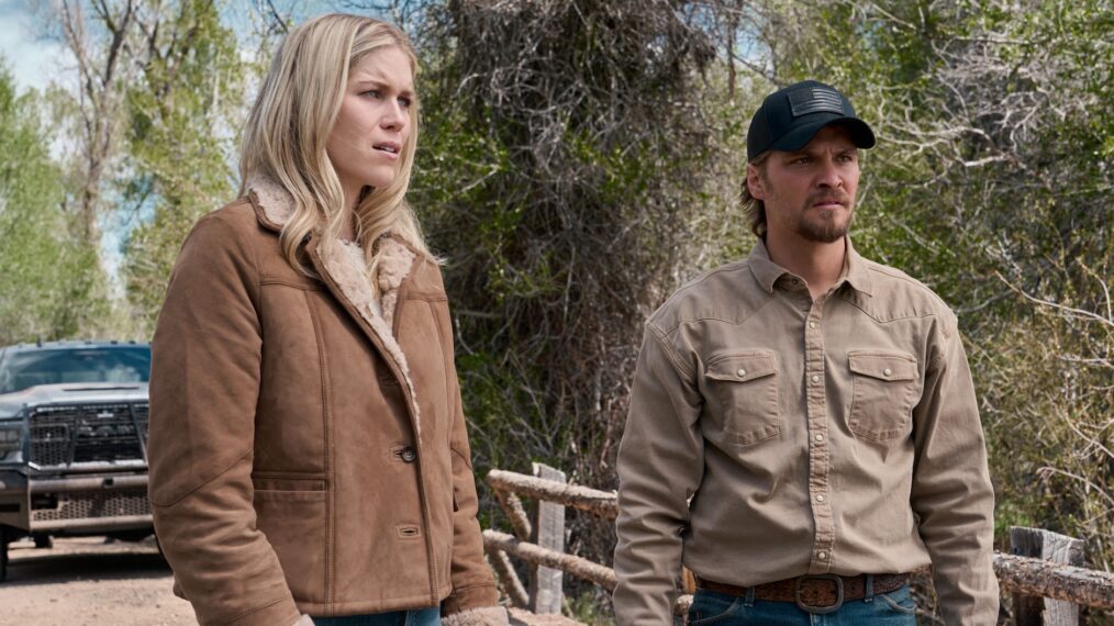 Ellyn Jameson as Dolly Weaver and Luke Grimes as Kayce Dutton in the 'Marshals' Season 2 premiere