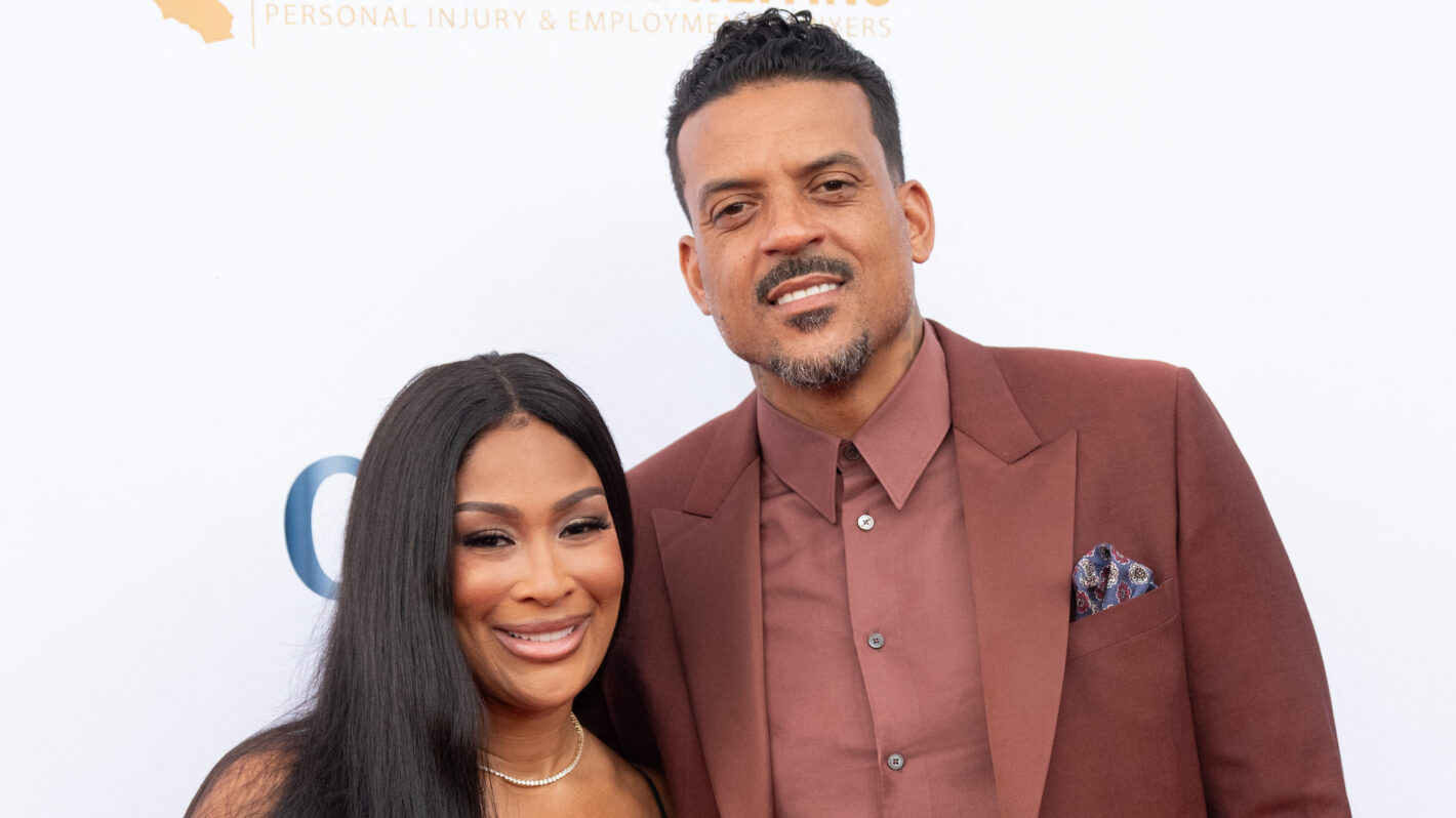 US former basketball player Matt Barnes (R) and wife Anansa Sims attend the Harold & Carole Pump Foundation 26th Anniversary Celebrity Dinner honoring the 2025 World Champions Los Angeles Dodgers