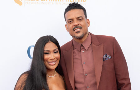 US former basketball player Matt Barnes (R) and wife Anansa Sims attend the Harold & Carole Pump Foundation 26th Anniversary Celebrity Dinner honoring the 2025 World Champions Los Angeles Dodgers
