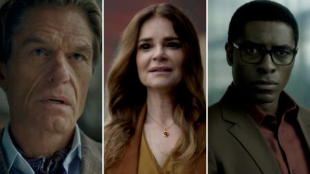 Harry Hamlin, Betsy Brandt, and Tongayi Chirisa in 'Mayfair Witches' Season 3