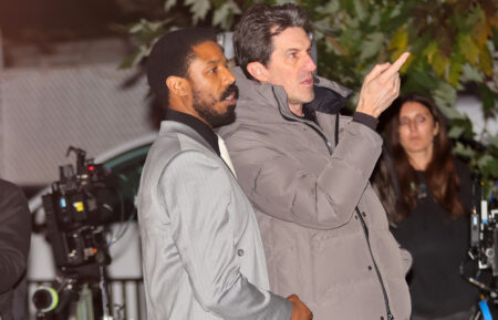 Michael B. Jordan and director Joseph Kosinski on the set of 'Miami Vice '85' on October 23, 2026, in New York City