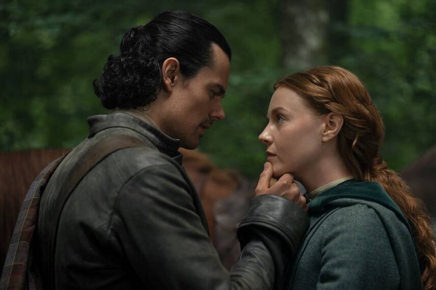 Jamie Roy (“Brian Fraser”) and Harriet Slater (“Ellen MacKenzie”) — 'Outlander: Blood of My Blood' Season 2 Episode 4
