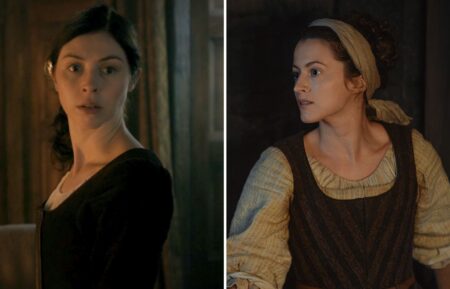 Hermione Corfield and Lauren McQueen in 'Outlander: Blood of My Blood'