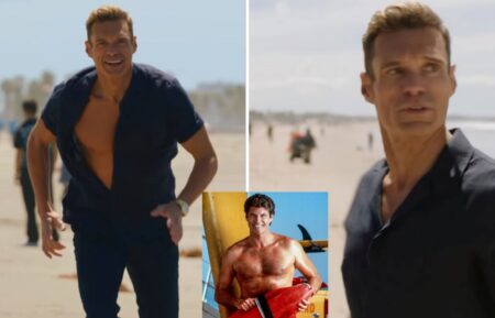 Ryan Seacrest running down the beach, sending in his "Baywatch" audition