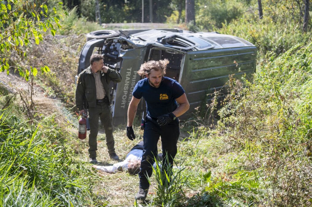Matt Lauria as Boone and Max Thieriot as Bode Leone — 'Sheriff Country' & 'Fire Country' Crossover "No Way In"