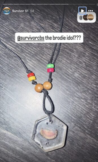 Brady Booker's necklace with the piece of his severed thumb from 'Survivor 51'