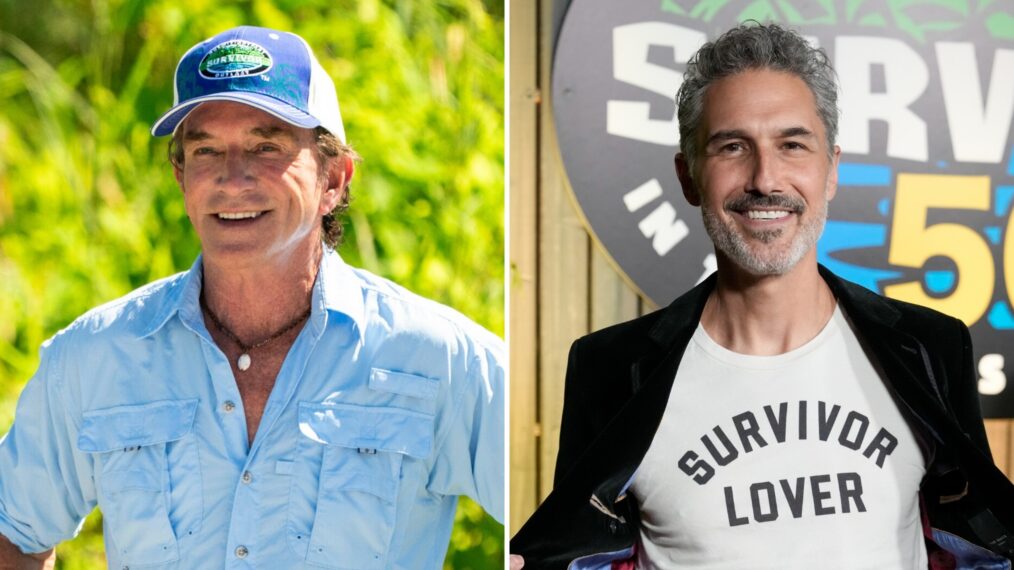 Jeff Probst in Survivor 51; Ethan Zohn at Survivor 50 finale