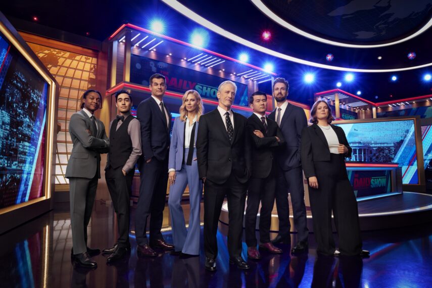 Josh Johnson, Troy Iwata, Michael Kosta, Desi Lydic, Jon Stewart, Ronny Chieng, Jordan Klepper and Grace Kuhlenschmidt for 'The Daily Show'