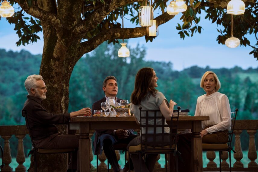 Bradley Whitford as Todd Penn, Rufus Sewell as Hal Wyler, Keri Russell as Kate Wyler, Allison Janney as Grace Penn in 'The Diplomat' Season 4 Episode 7
