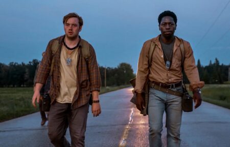 Cooper Hoffman and David Jonsson in 'The Long Walk' (2025)