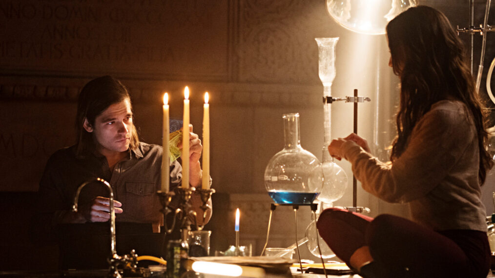 Jason Ralph as Quentin Coldwater and Stella Maeve as Julia Wicker in ‘The Magicians’