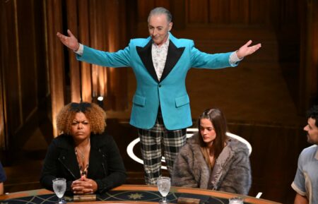 THE TRAITORS (NBC) -- The Traitors: New Blood -- "A Murder of Necessity" Episode 506 -- Pictured: (l-r) Tomica Adams, Alan Cumming, Katie Fites