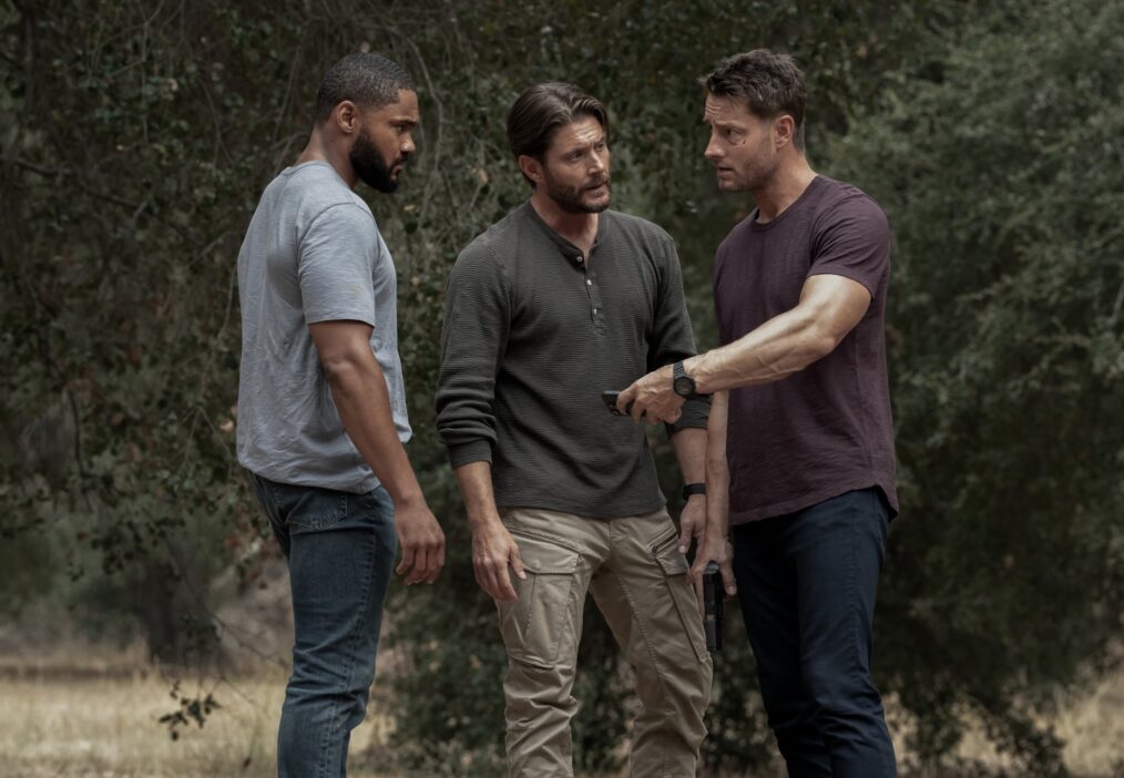 Jeff Pierre as Grant Valko, Jensen Ackles as Russell Shaw, and Justin Hartley as Colter Shaw — 'Tracker' Season 4 Episode 5 "Need to Know"