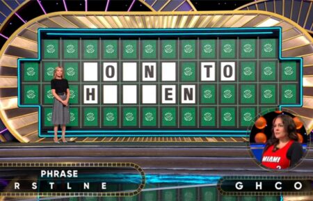 "Wheel of Fortune" contestant Emily Gardella solving the Bonus Round puzzle on October 12, 2026