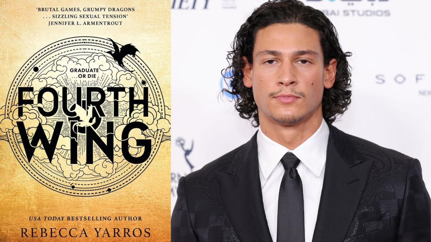 Emilio Sakraya and 'Fourth Wing' book cover