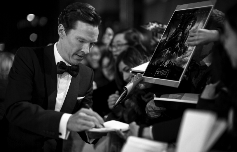 Benedict Cumberbatch signing an autograph at BAFTA