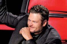 Blake Shelton pointing at himself on The Voice
