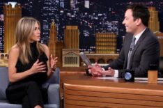 Jennifer Aniston during an interview with host Jimmy Fallon on January 21, 2015