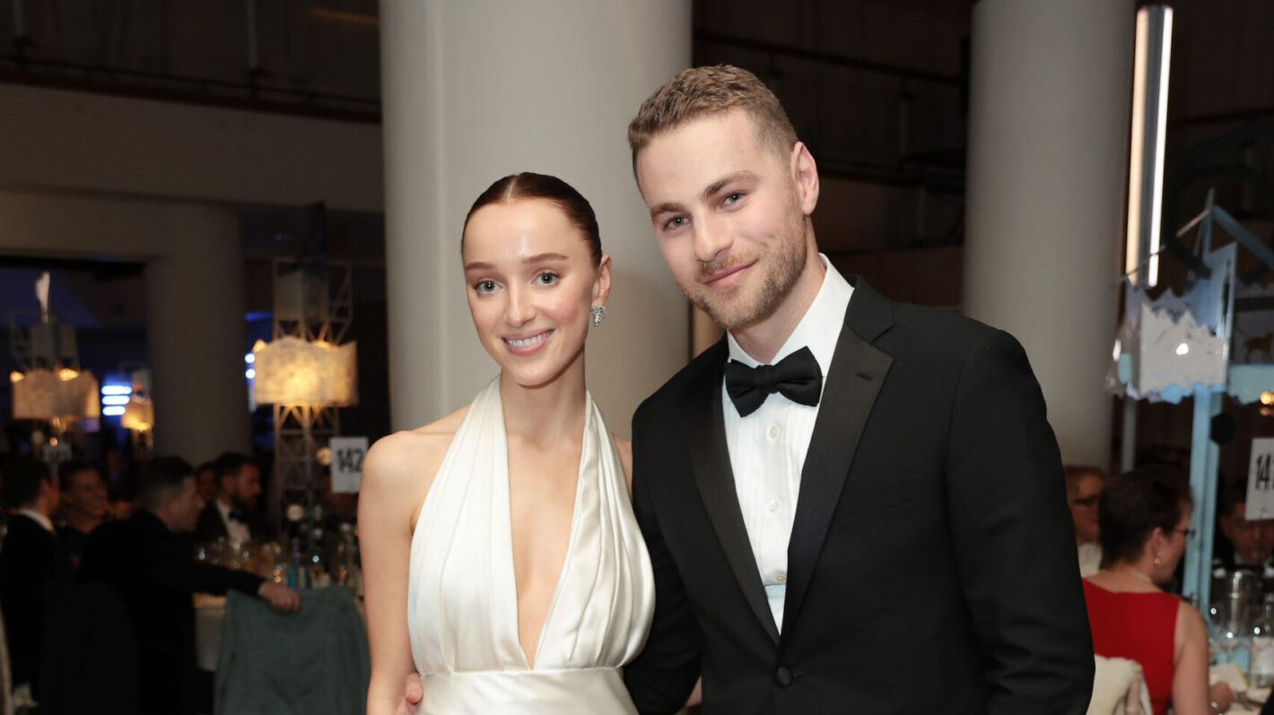 Phoebe Dynevor and Cameron Fuller during the EE BAFTA Film Awards 2024 Dinner at The Royal Festival Hall on February 18, 2024 in London, England