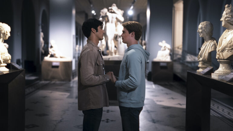 Taylor Zakhar Perez as Alex Claremont-Diaz and Nicholas Galitzine as Prince Henry in Prime Video’s 'Red, White & Royal Blue.'